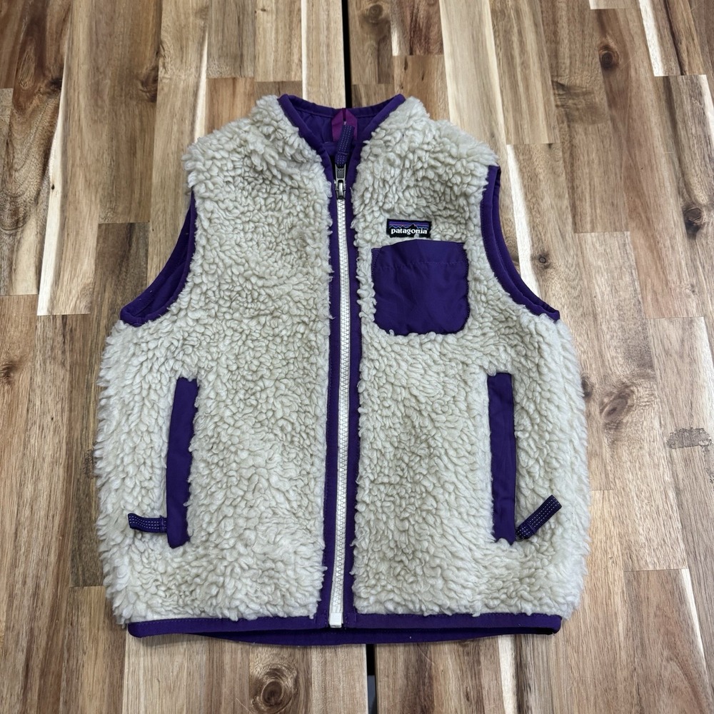 Patagonia Retro X Vest Youth 5T Girls Deep Pile Fleece Full Zip Brisk Purple